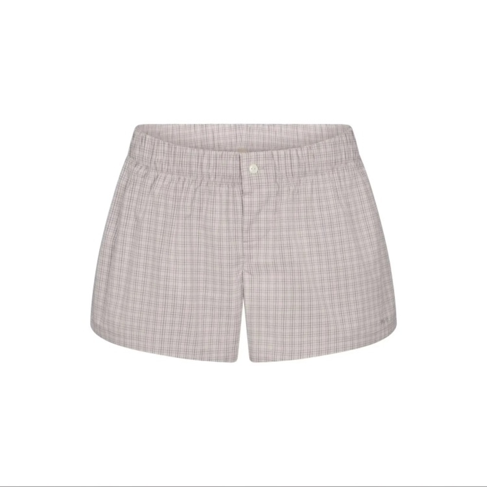 SKIMS Light Gray Plaid Women's Shorts